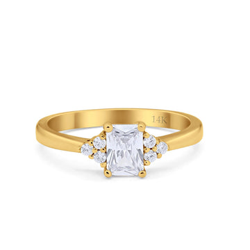 14K Yellow Gold Radiant Cut Engagement Ring Simulated CZ